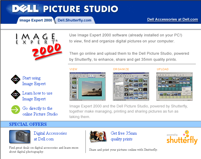 Launch Page for Dell Picture Studio